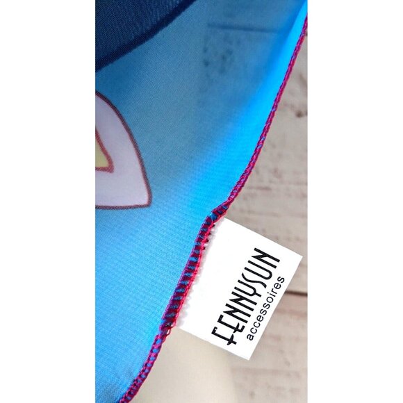 New Fennysun Woman Square Scarf Ombre Red Blue Yellow Crepe Lightweight 26*26" - Picture 2 of 10